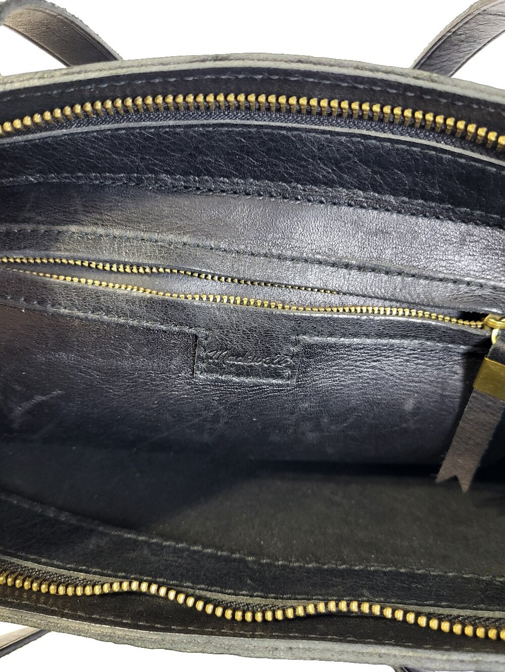 Madewell Zip Top Leather Transport Tote Crossbody Bag Black Shoulder - Picture 5 of 12